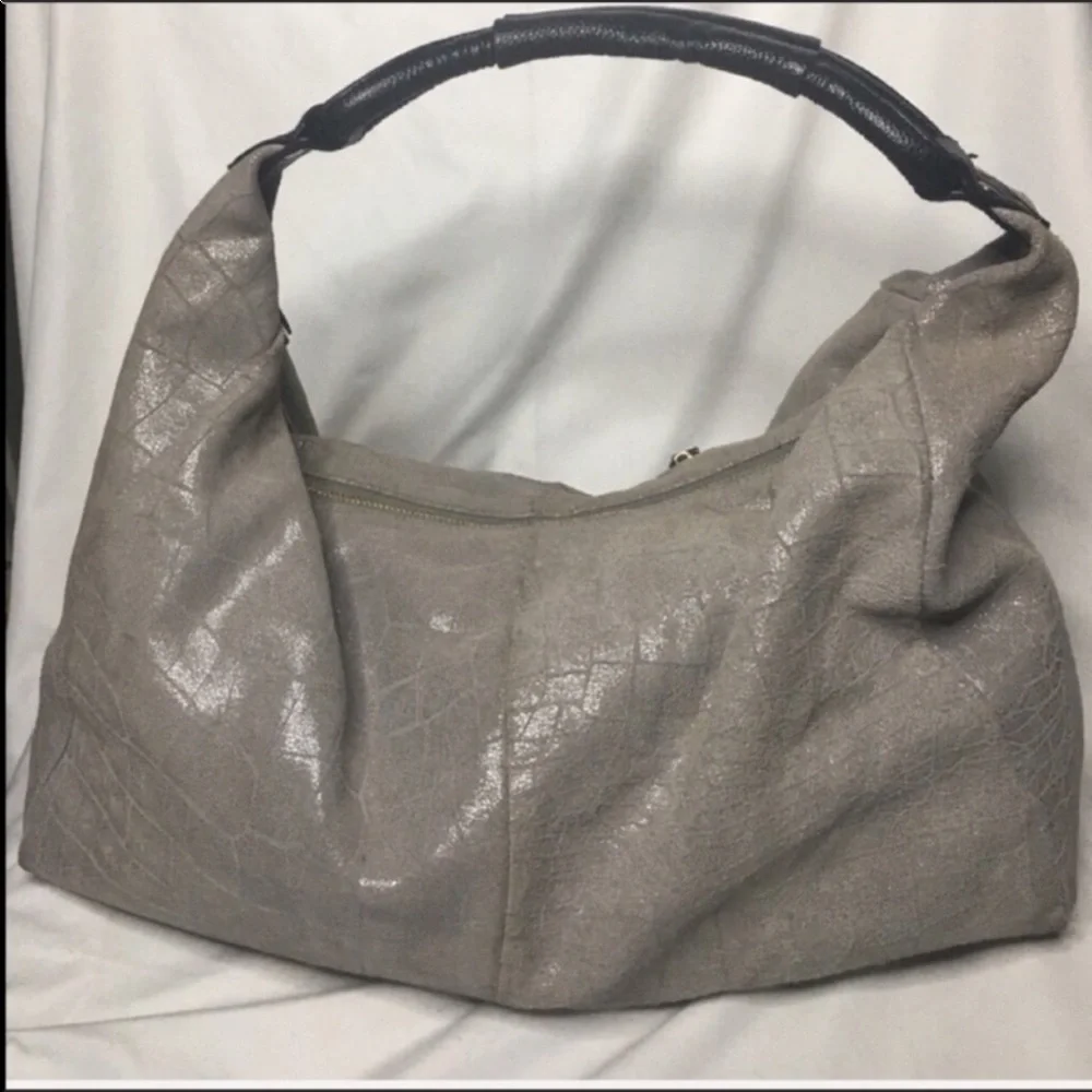 Lola Bernard Modena Croc Embossed Leather Hobo
